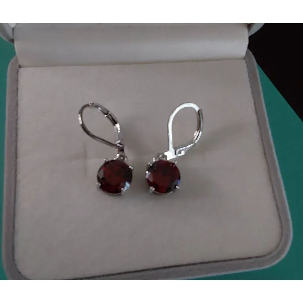 New~Pretty 2 Ct. Round Cut Lab Created Ruby Gemstone Leverback Dangle Earrings